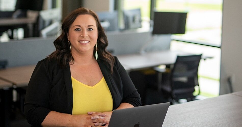 Megan at desk