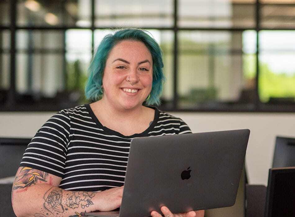 Tori with laptop