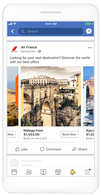 Facebook Carousel Ad Example