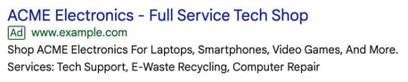 Structured Snippet Extensions Example Google