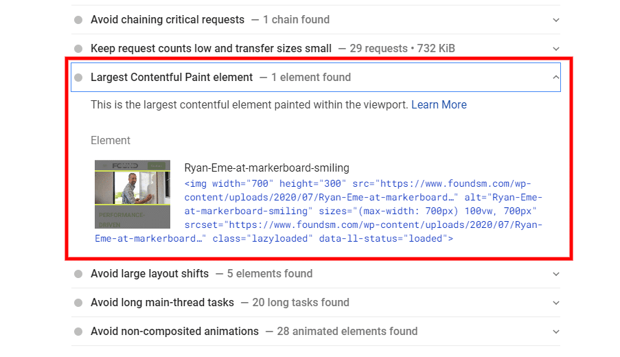How to Find Largest Contentful Paint